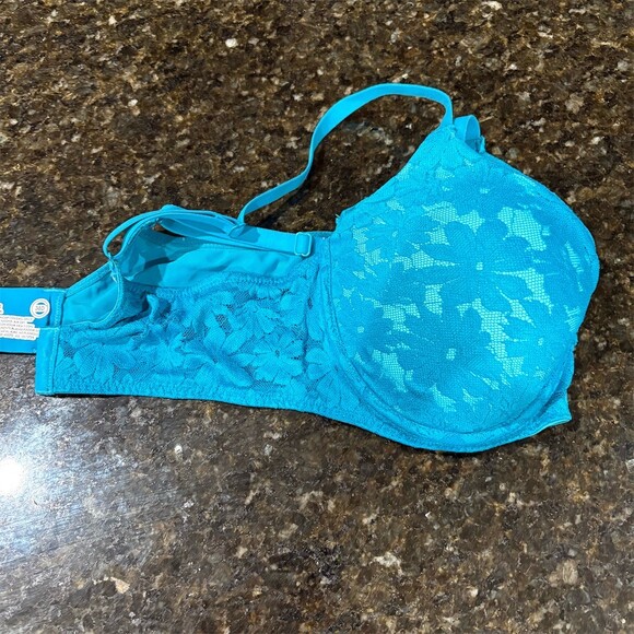 No Boundaries Other - No Boundaries Push-Up Bra Womens 38D Blue Lace Underwire Heavy Padded